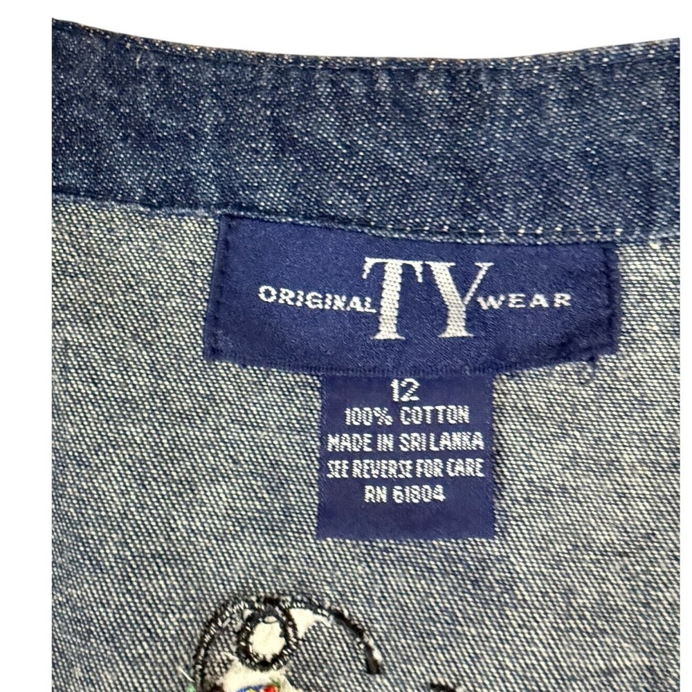 Vintage Christmas Denim Jumper Dress Womens 12 Embroidered Teacher‎ Midi - Picture 16 of 16